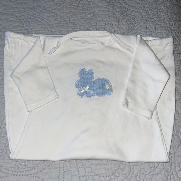 Bunny Blue gingham Appliqué and Embroidery Sleepsack 0-3 months Day gown - Picture 4 of 7